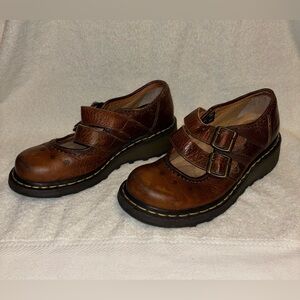 Dr. Martens Vintage 90s 3B41 Floral Embossed Double Strap Mary Janes Size 8W
